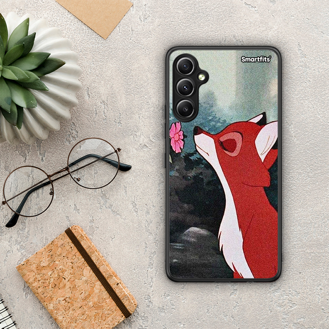 Θήκη Samsung Galaxy A34 Tod And Vixey Love 2 από τη Smartfits με σχέδιο στο πίσω μέρος και μαύρο περίβλημα | Samsung Galaxy A34 Tod And Vixey Love 2 Case with Colorful Back and Black Bezels