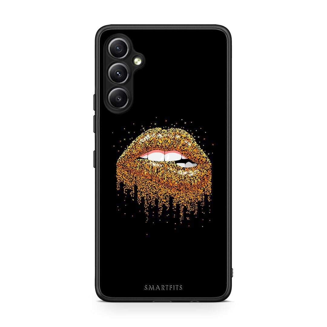 Θήκη Samsung Galaxy A34 Valentine Golden από τη Smartfits με σχέδιο στο πίσω μέρος και μαύρο περίβλημα | Samsung Galaxy A34 Valentine Golden Case with Colorful Back and Black Bezels