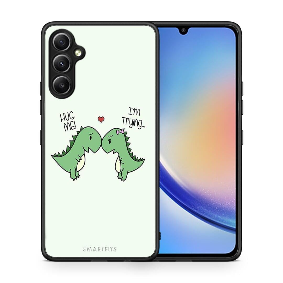 Θήκη Samsung Galaxy A34 Valentine Rex από τη Smartfits με σχέδιο στο πίσω μέρος και μαύρο περίβλημα | Samsung Galaxy A34 Valentine Rex Case with Colorful Back and Black Bezels