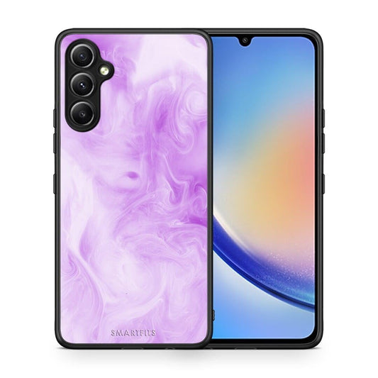 Θήκη Samsung Galaxy A34 Watercolor Lavender από τη Smartfits με σχέδιο στο πίσω μέρος και μαύρο περίβλημα | Samsung Galaxy A34 Watercolor Lavender Case with Colorful Back and Black Bezels
