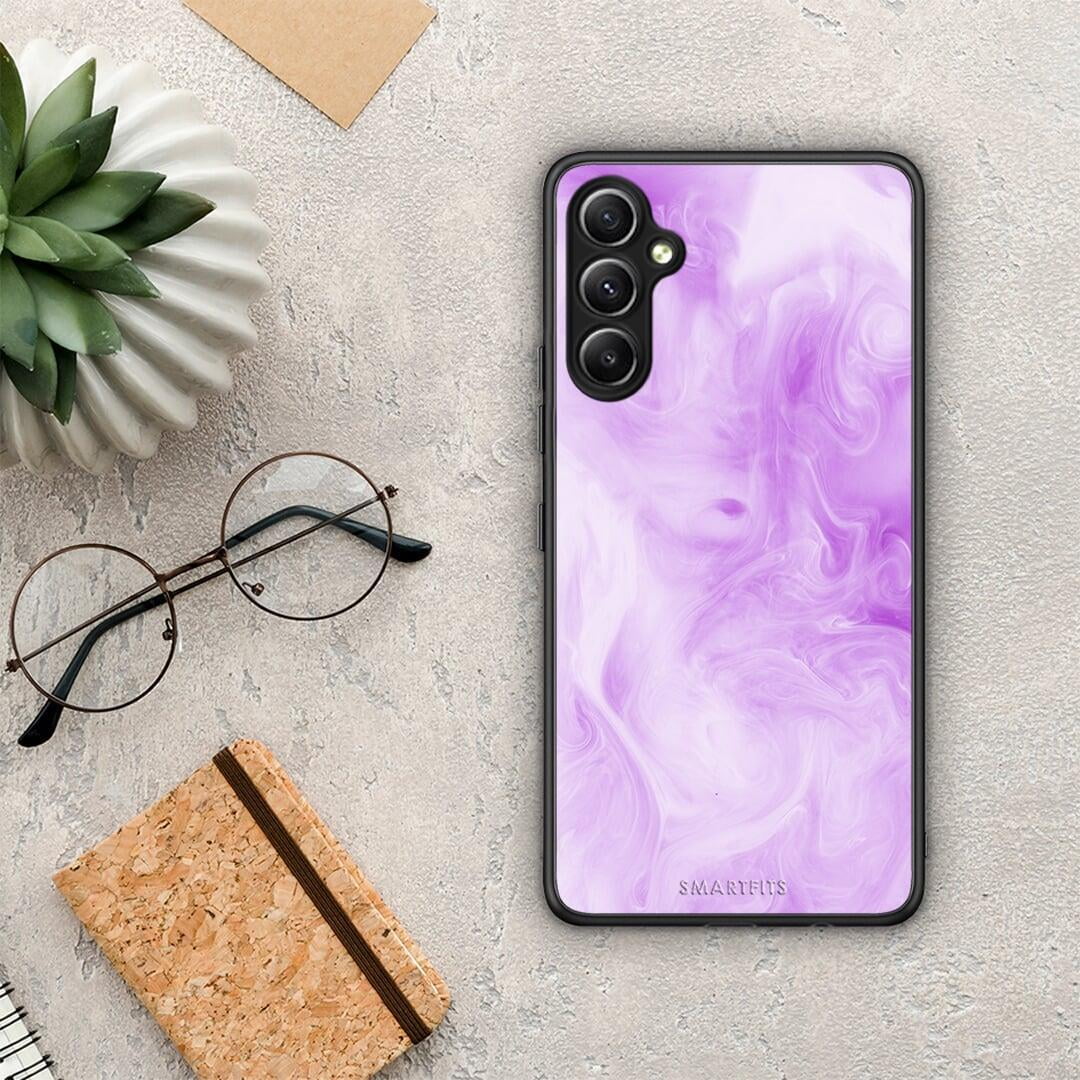Θήκη Samsung Galaxy A34 Watercolor Lavender από τη Smartfits με σχέδιο στο πίσω μέρος και μαύρο περίβλημα | Samsung Galaxy A34 Watercolor Lavender Case with Colorful Back and Black Bezels