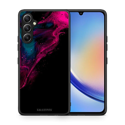 Θήκη Samsung Galaxy A34 Watercolor Pink Black από τη Smartfits με σχέδιο στο πίσω μέρος και μαύρο περίβλημα | Samsung Galaxy A34 Watercolor Pink Black Case with Colorful Back and Black Bezels