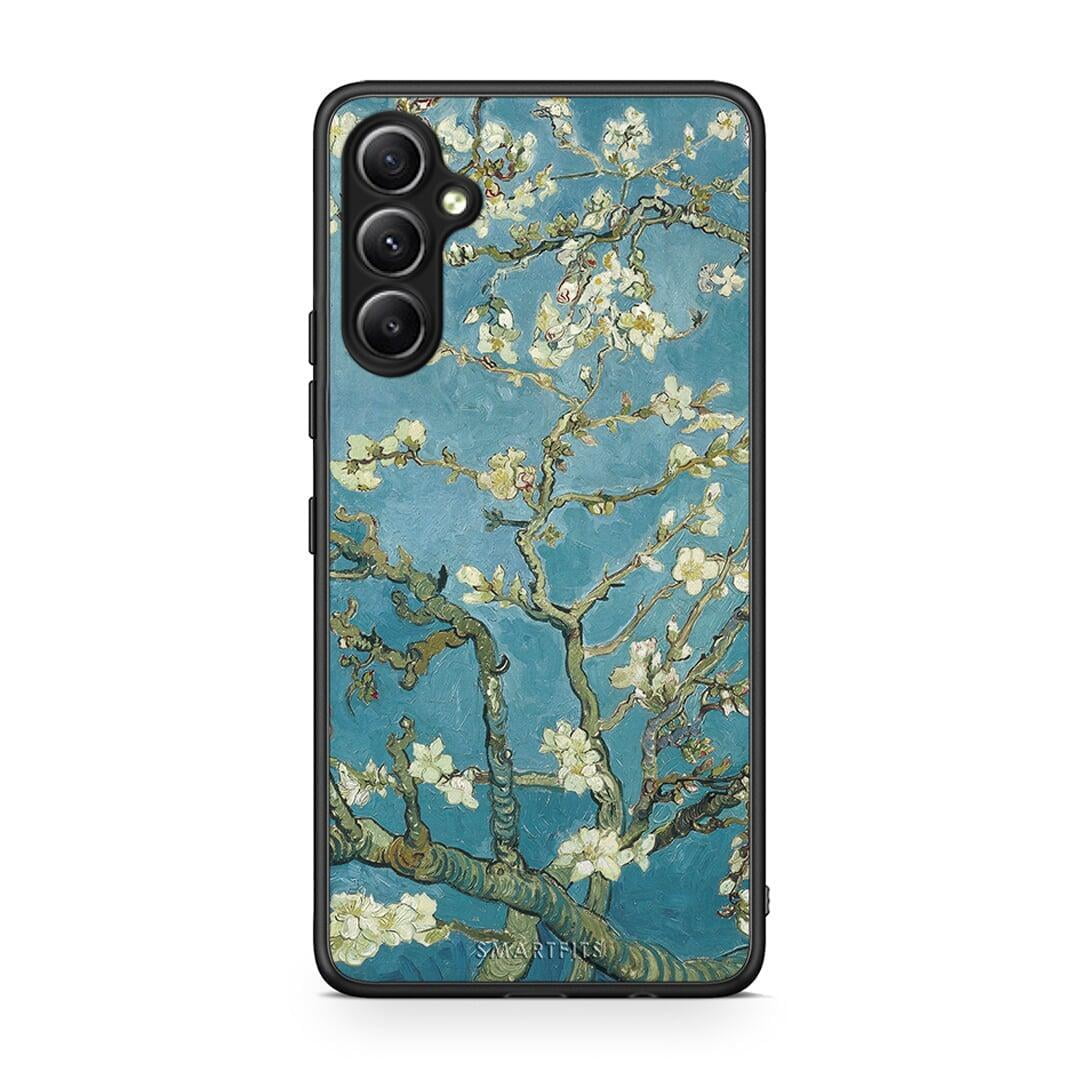 Θήκη Samsung Galaxy A34 White Blossoms από τη Smartfits με σχέδιο στο πίσω μέρος και μαύρο περίβλημα | Samsung Galaxy A34 White Blossoms Case with Colorful Back and Black Bezels
