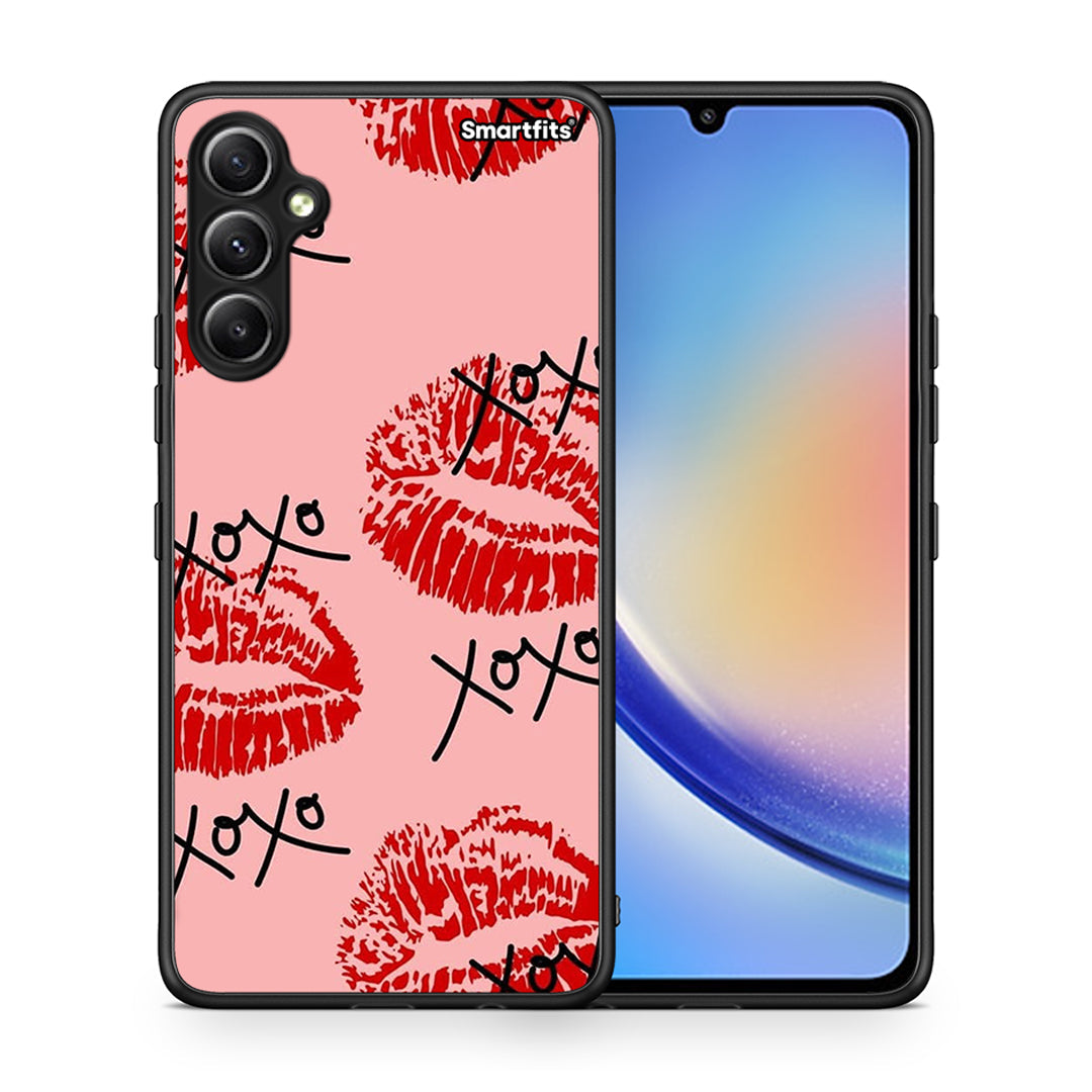 Θήκη Samsung Galaxy A34 XOXO Lips από τη Smartfits με σχέδιο στο πίσω μέρος και μαύρο περίβλημα | Samsung Galaxy A34 XOXO Lips Case with Colorful Back and Black Bezels