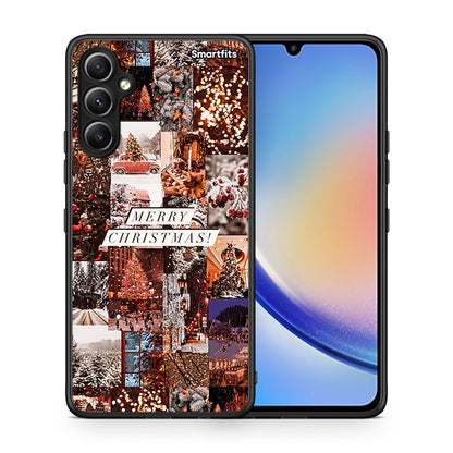 Θήκη Samsung Galaxy A34 Xmas Collage από τη Smartfits με σχέδιο στο πίσω μέρος και μαύρο περίβλημα | Samsung Galaxy A34 Xmas Collage Case with Colorful Back and Black Bezels