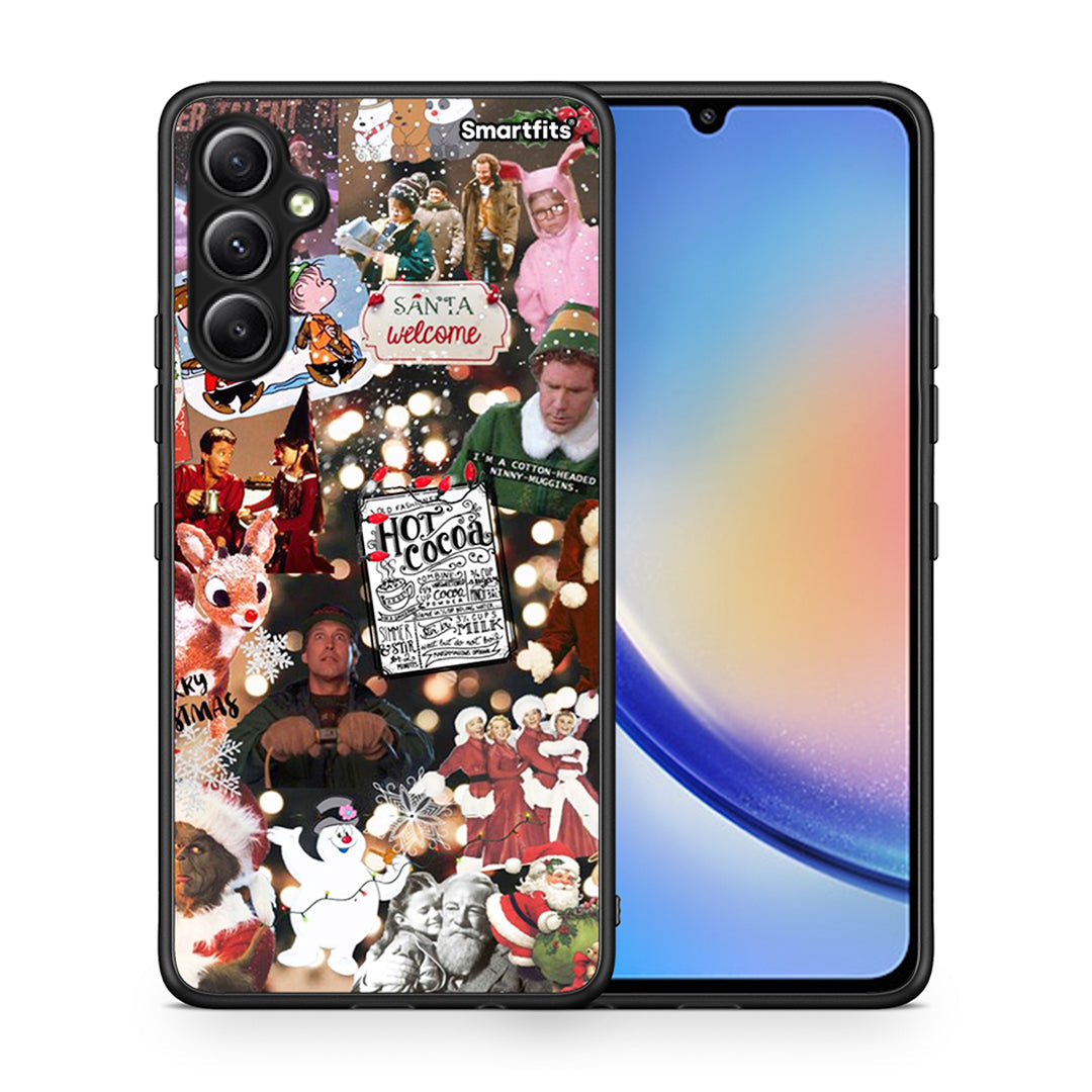 Θήκη Samsung Galaxy A34 Xmas Movies από τη Smartfits με σχέδιο στο πίσω μέρος και μαύρο περίβλημα | Samsung Galaxy A34 Xmas Movies Case with Colorful Back and Black Bezels