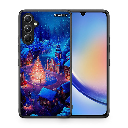 Θήκη Samsung Galaxy A34 Xmas Village από τη Smartfits με σχέδιο στο πίσω μέρος και μαύρο περίβλημα | Samsung Galaxy A34 Xmas Village Case with Colorful Back and Black Bezels