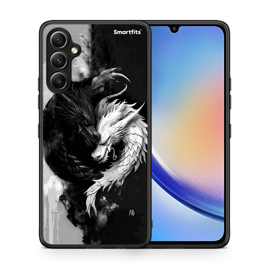 Θήκη Samsung Galaxy A34 Yin Yang από τη Smartfits με σχέδιο στο πίσω μέρος και μαύρο περίβλημα | Samsung Galaxy A34 Yin Yang Case with Colorful Back and Black Bezels