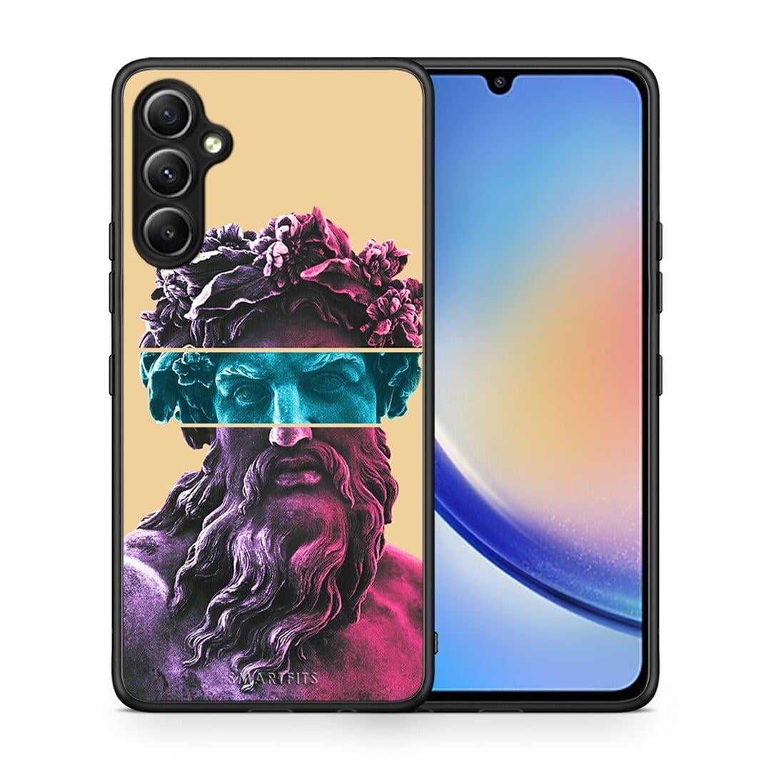 Θήκη Samsung Galaxy A34 Zeus Art από τη Smartfits με σχέδιο στο πίσω μέρος και μαύρο περίβλημα | Samsung Galaxy A34 Zeus Art Case with Colorful Back and Black Bezels