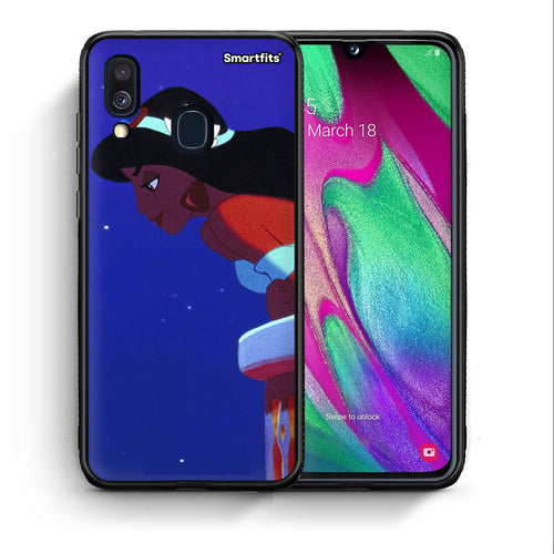 Θήκη Samsung A40 Alladin And Jasmine Love 2 από τη Smartfits με σχέδιο στο πίσω μέρος και μαύρο περίβλημα | Samsung A40 Alladin And Jasmine Love 2 case with colorful back and black bezels
