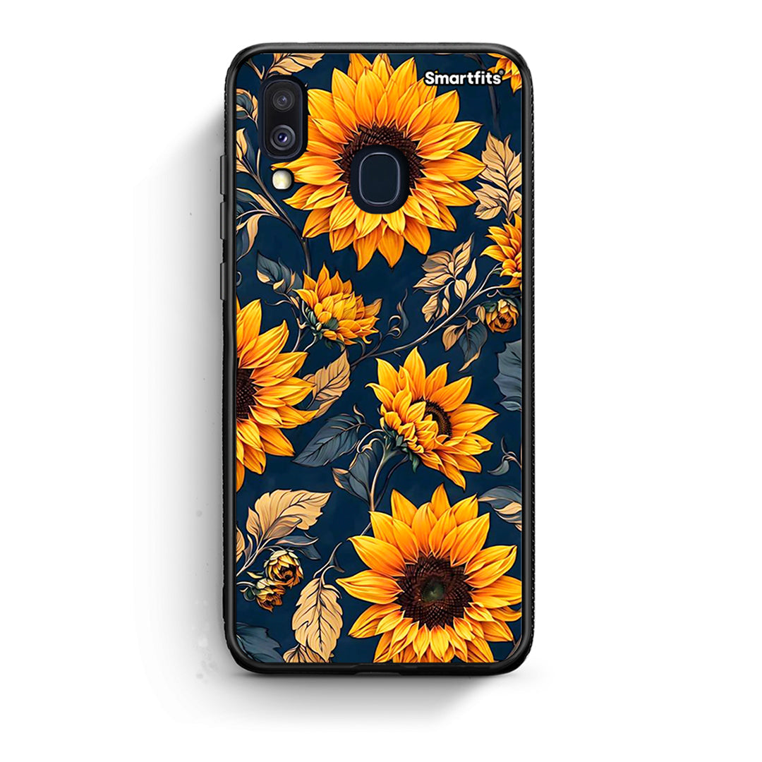Samsung A40 Autumn Sunflowers Θήκη από τη Smartfits με σχέδιο στο πίσω μέρος και μαύρο περίβλημα | Smartphone case with colorful back and black bezels by Smartfits