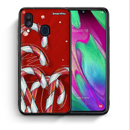 Θήκη Samsung A40 Candy Cane από τη Smartfits με σχέδιο στο πίσω μέρος και μαύρο περίβλημα | Samsung A40 Candy Cane case with colorful back and black bezels