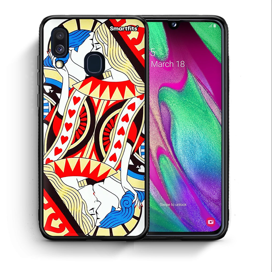 Θήκη Samsung A40 Card Love από τη Smartfits με σχέδιο στο πίσω μέρος και μαύρο περίβλημα | Samsung A40 Card Love case with colorful back and black bezels