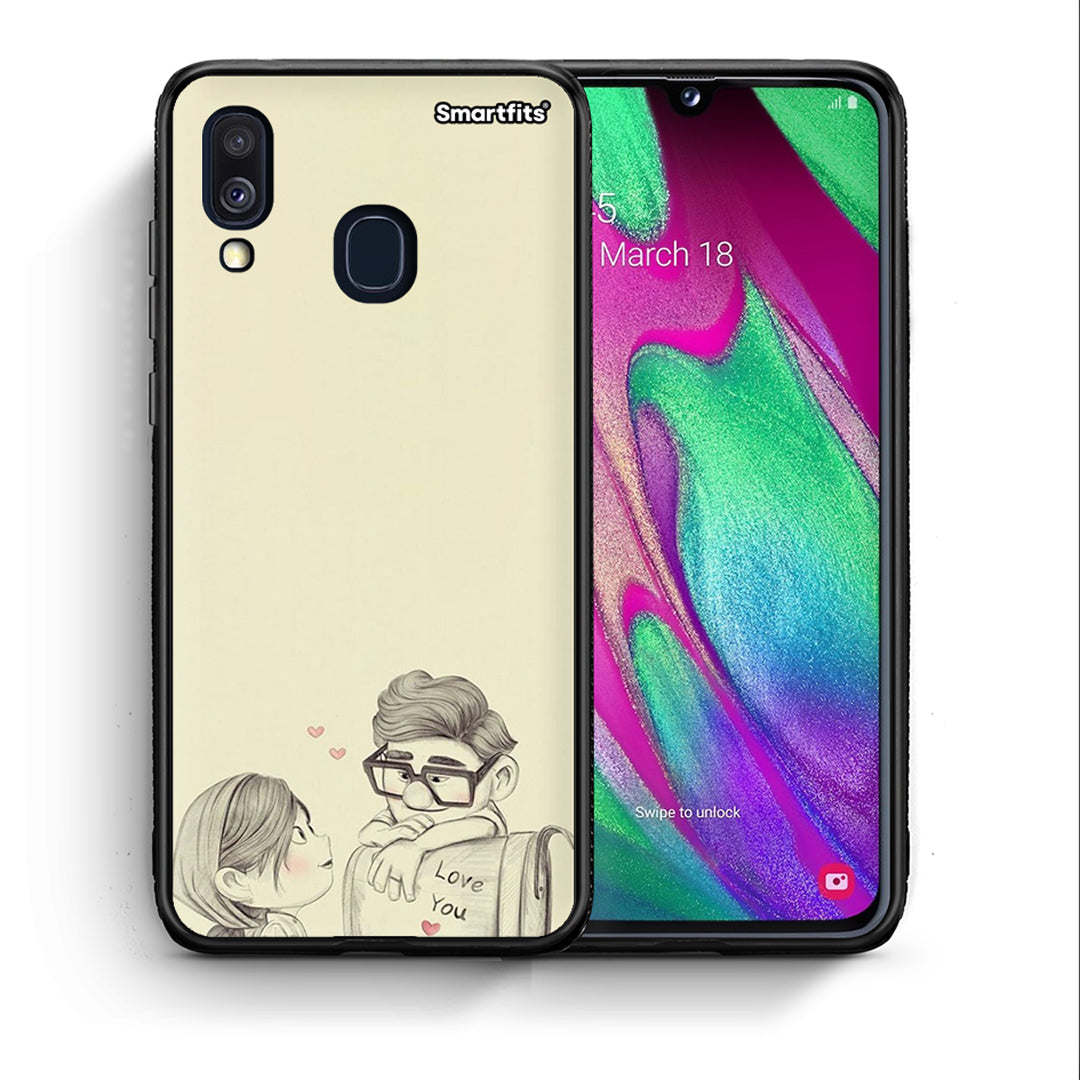 Θήκη Samsung A40 Carl And Ellie από τη Smartfits με σχέδιο στο πίσω μέρος και μαύρο περίβλημα | Samsung A40 Carl And Ellie case with colorful back and black bezels