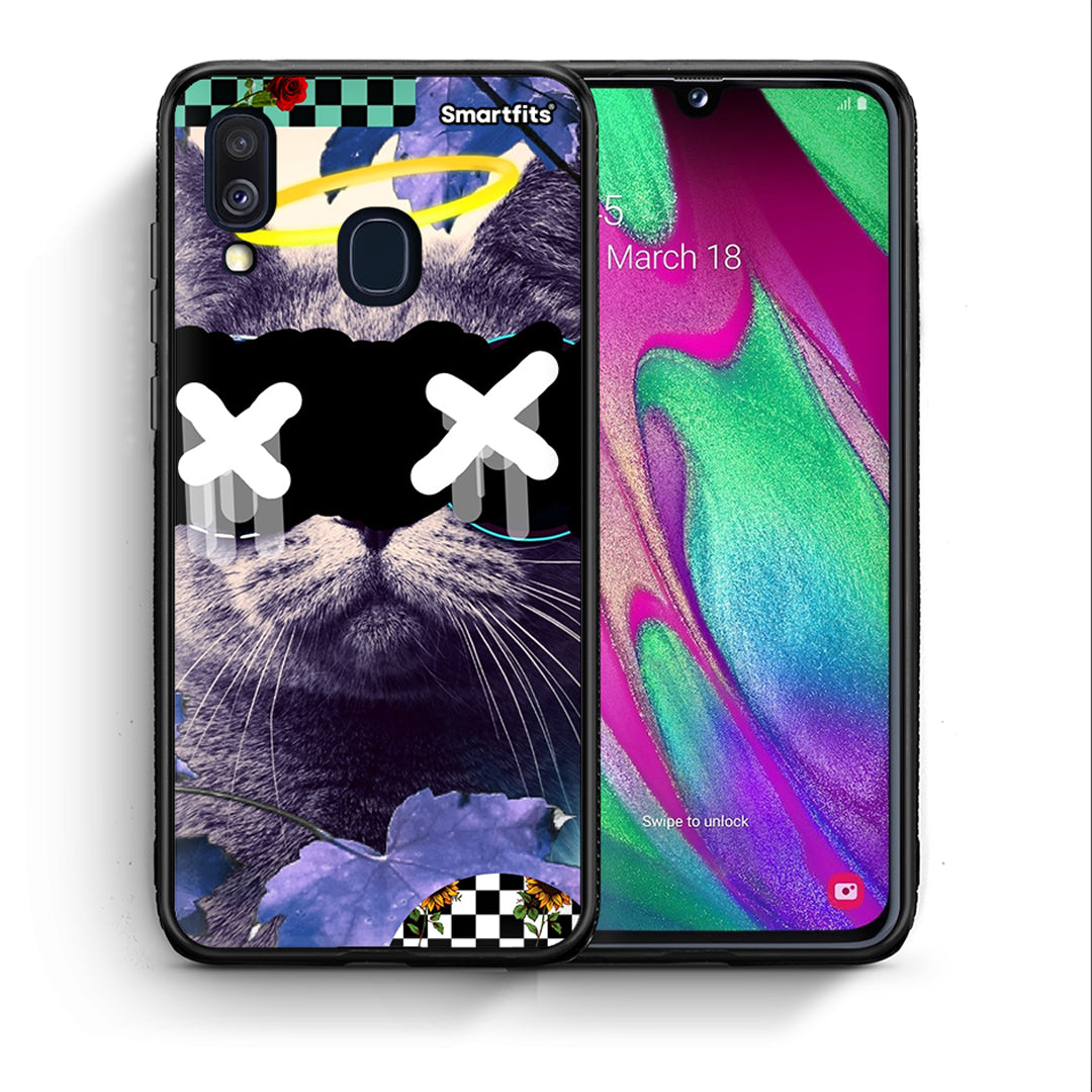 Θήκη Samsung A40 Cat Collage από τη Smartfits με σχέδιο στο πίσω μέρος και μαύρο περίβλημα | Samsung A40 Cat Collage case with colorful back and black bezels