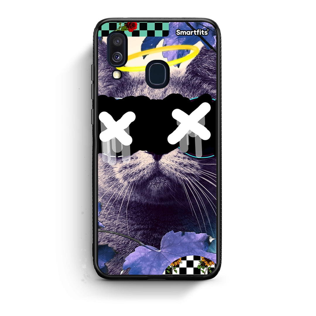 Samsung A40 Cat Collage θήκη από τη Smartfits με σχέδιο στο πίσω μέρος και μαύρο περίβλημα | Smartphone case with colorful back and black bezels by Smartfits