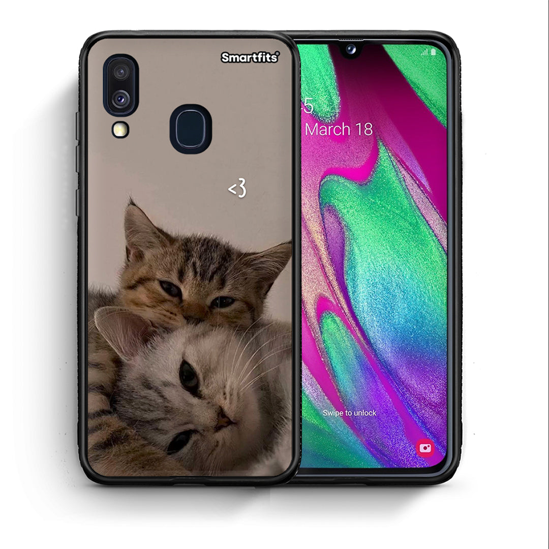 Θήκη Samsung A40 Cats In Love από τη Smartfits με σχέδιο στο πίσω μέρος και μαύρο περίβλημα | Samsung A40 Cats In Love case with colorful back and black bezels