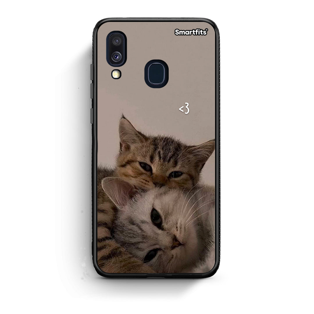 Samsung A40 Cats In Love Θήκη από τη Smartfits με σχέδιο στο πίσω μέρος και μαύρο περίβλημα | Smartphone case with colorful back and black bezels by Smartfits