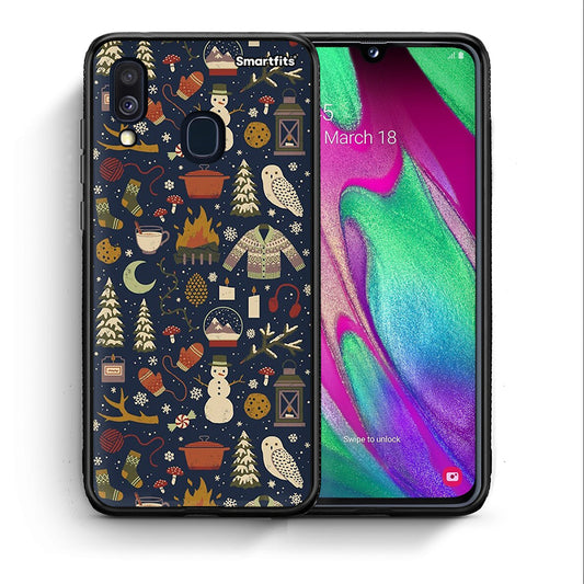 Θήκη Samsung A40 Christmas Elements από τη Smartfits με σχέδιο στο πίσω μέρος και μαύρο περίβλημα | Samsung A40 Christmas Elements case with colorful back and black bezels