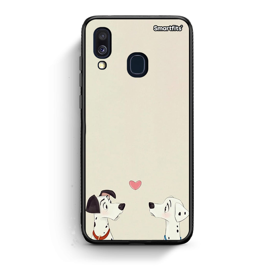 Samsung A40 Dalmatians Love θήκη από τη Smartfits με σχέδιο στο πίσω μέρος και μαύρο περίβλημα | Smartphone case with colorful back and black bezels by Smartfits
