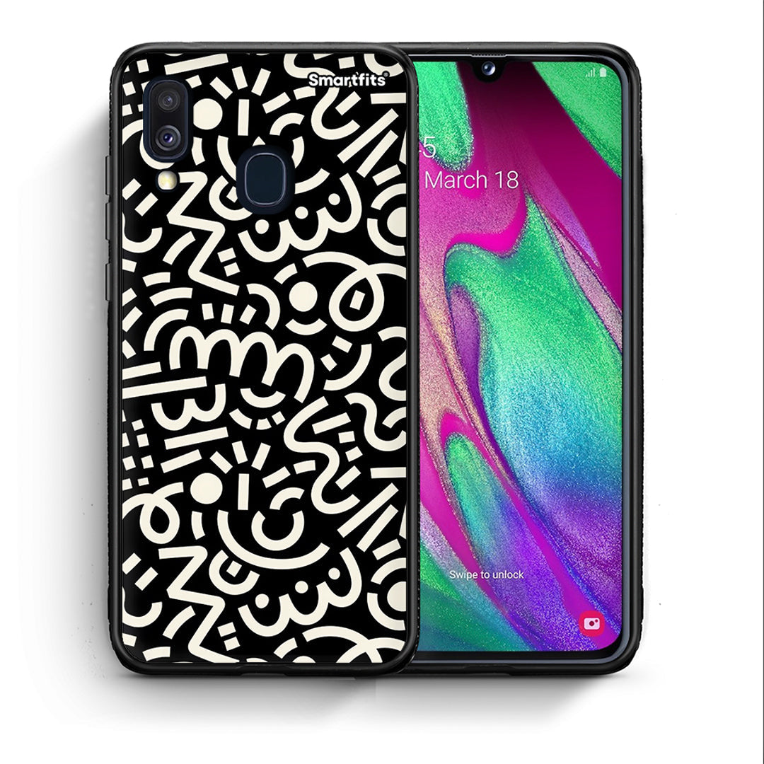 Θήκη Samsung A40 Doodle Art από τη Smartfits με σχέδιο στο πίσω μέρος και μαύρο περίβλημα | Samsung A40 Doodle Art case with colorful back and black bezels