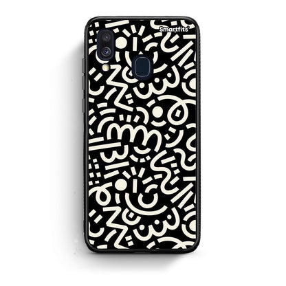Samsung A40 Doodle Art Θήκη από τη Smartfits με σχέδιο στο πίσω μέρος και μαύρο περίβλημα | Smartphone case with colorful back and black bezels by Smartfits