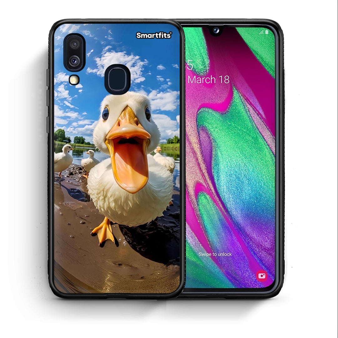 Θήκη Samsung A40 Duck Face από τη Smartfits με σχέδιο στο πίσω μέρος και μαύρο περίβλημα | Samsung A40 Duck Face case with colorful back and black bezels