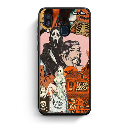 Samsung A40 Halloween Collage Θήκη από τη Smartfits με σχέδιο στο πίσω μέρος και μαύρο περίβλημα | Smartphone case with colorful back and black bezels by Smartfits