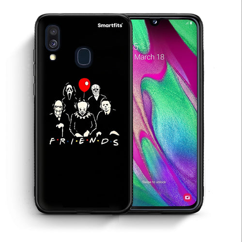 Θήκη Samsung A40 Halloween Friends από τη Smartfits με σχέδιο στο πίσω μέρος και μαύρο περίβλημα | Samsung A40 Halloween Friends case with colorful back and black bezels