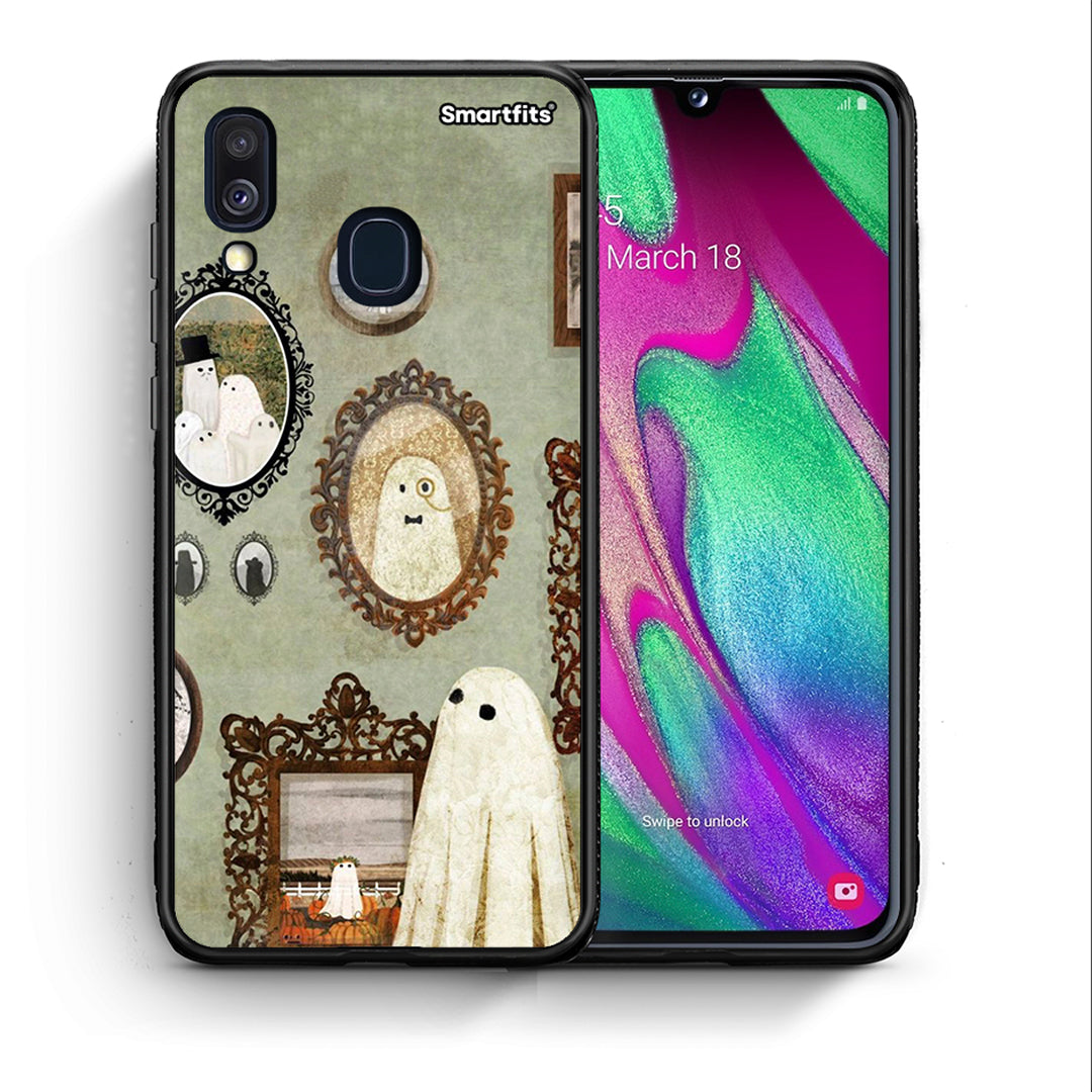 Θήκη Samsung A40 Halloween Ghost Season από τη Smartfits με σχέδιο στο πίσω μέρος και μαύρο περίβλημα | Samsung A40 Halloween Ghost Season case with colorful back and black bezels