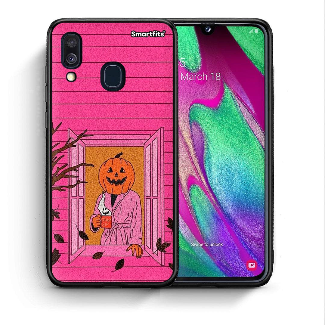 Θήκη Samsung A40 Halloween Pumpkin Lady από τη Smartfits με σχέδιο στο πίσω μέρος και μαύρο περίβλημα | Samsung A40 Halloween Pumpkin Lady case with colorful back and black bezels