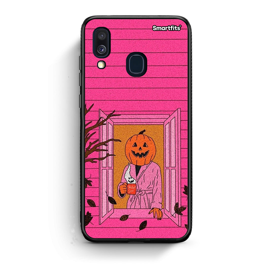 Samsung A40 Halloween Pumpkin Lady Θήκη από τη Smartfits με σχέδιο στο πίσω μέρος και μαύρο περίβλημα | Smartphone case with colorful back and black bezels by Smartfits