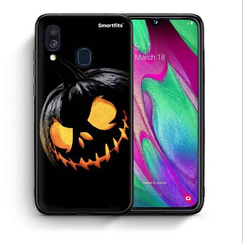 Θήκη Samsung A40 Halloween Scary Pumpkin από τη Smartfits με σχέδιο στο πίσω μέρος και μαύρο περίβλημα | Samsung A40 Halloween Scary Pumpkin case with colorful back and black bezels