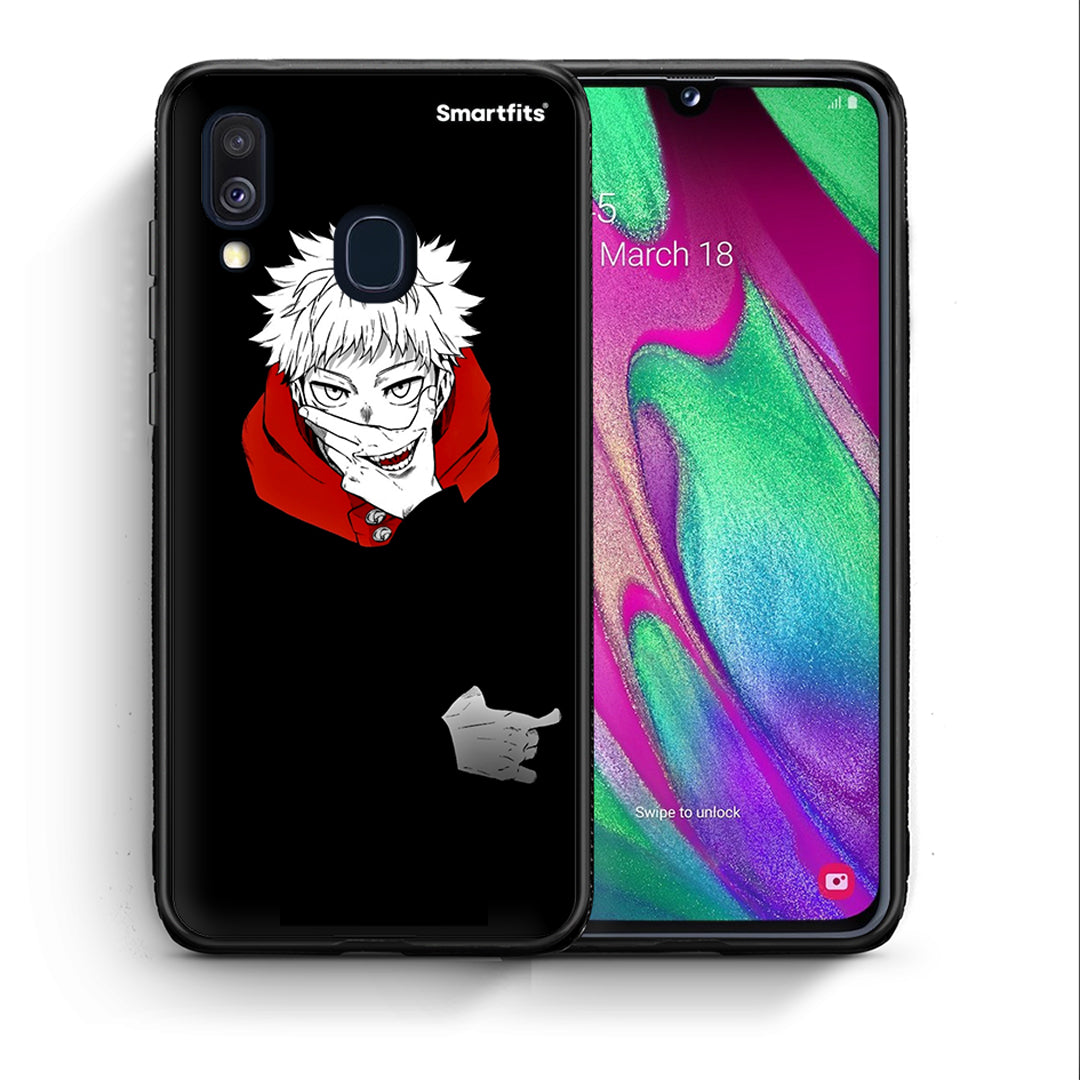 Θήκη Samsung A40 Itadori Anime από τη Smartfits με σχέδιο στο πίσω μέρος και μαύρο περίβλημα | Samsung A40 Itadori Anime case with colorful back and black bezels