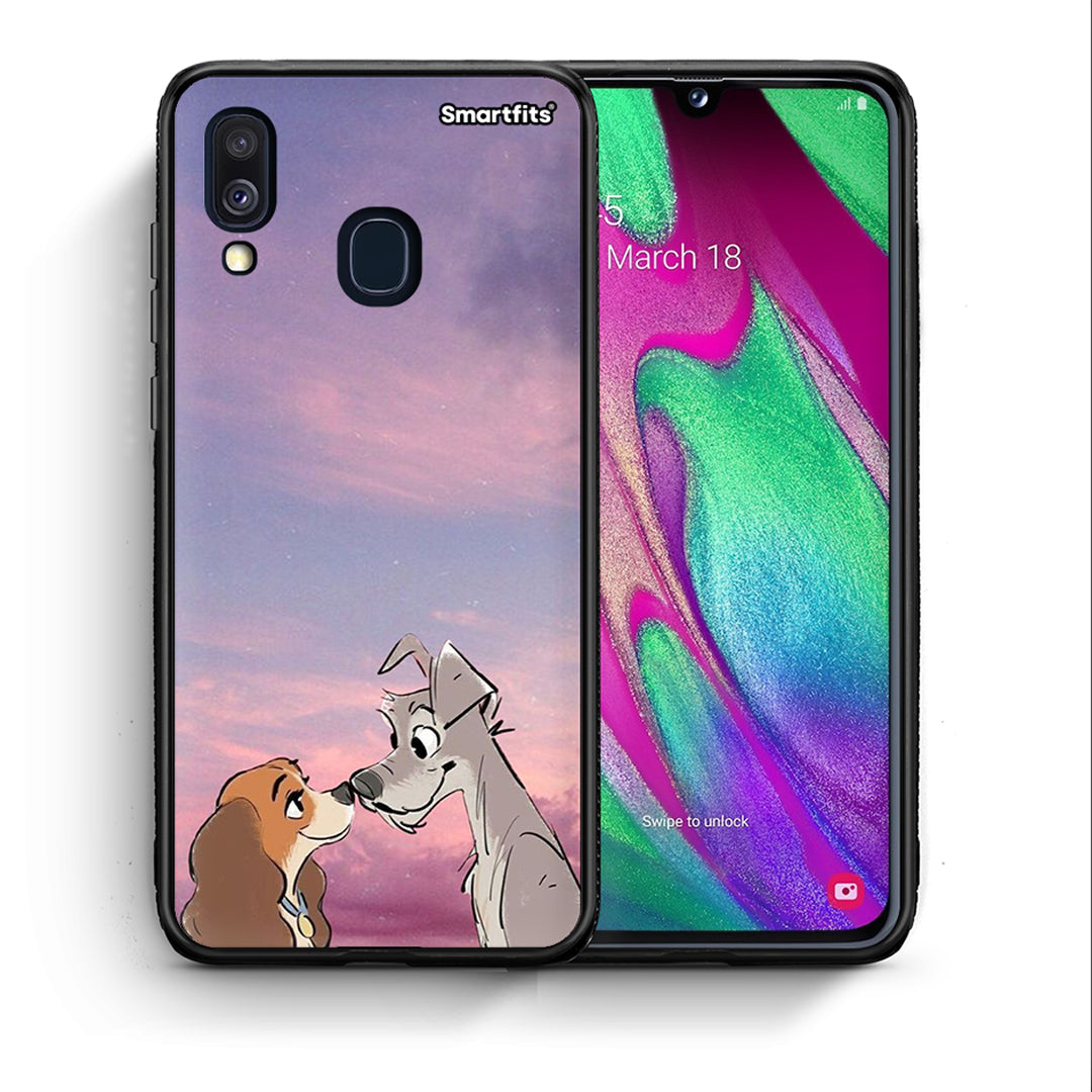 Θήκη Samsung A40 Lady And Tramp από τη Smartfits με σχέδιο στο πίσω μέρος και μαύρο περίβλημα | Samsung A40 Lady And Tramp case with colorful back and black bezels
