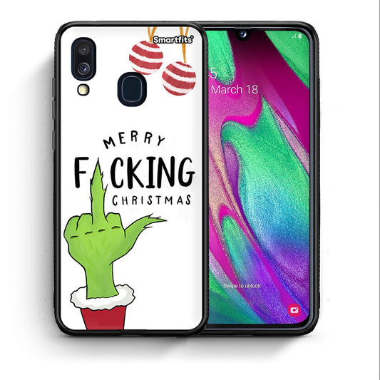 Θήκη Samsung A40 Merry F Xmas από τη Smartfits με σχέδιο στο πίσω μέρος και μαύρο περίβλημα | Samsung A40 Merry F Xmas case with colorful back and black bezels