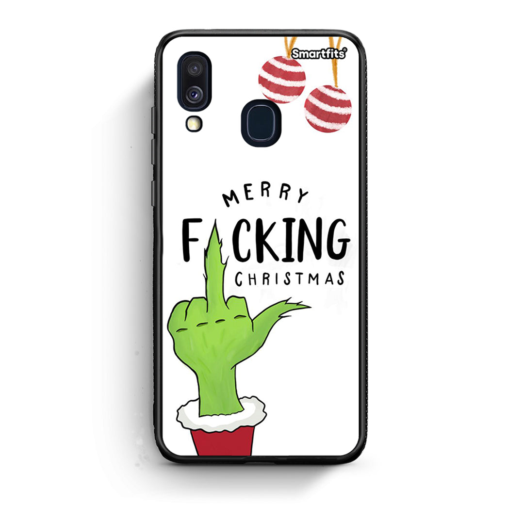 Samsung A40 Merry F Xmas θήκη από τη Smartfits με σχέδιο στο πίσω μέρος και μαύρο περίβλημα | Smartphone case with colorful back and black bezels by Smartfits