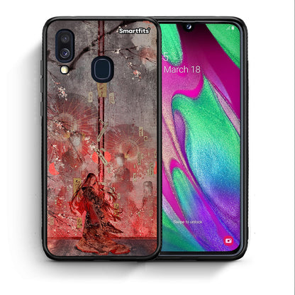 Θήκη Samsung A40 Nezuko Kamado από τη Smartfits με σχέδιο στο πίσω μέρος και μαύρο περίβλημα | Samsung A40 Nezuko Kamado case with colorful back and black bezels