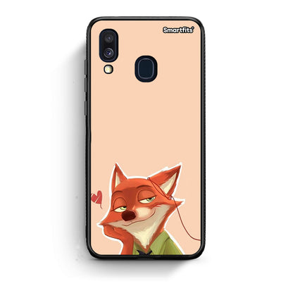 Samsung A40 Nick Wilde And Judy Hopps Love 1 θήκη από τη Smartfits με σχέδιο στο πίσω μέρος και μαύρο περίβλημα | Smartphone case with colorful back and black bezels by Smartfits