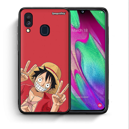 Θήκη Samsung A40 Pirate Luffy από τη Smartfits με σχέδιο στο πίσω μέρος και μαύρο περίβλημα | Samsung A40 Pirate Luffy case with colorful back and black bezels