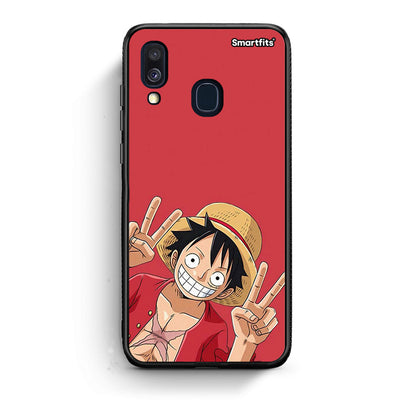 Samsung A40 Pirate Luffy Θήκη από τη Smartfits με σχέδιο στο πίσω μέρος και μαύρο περίβλημα | Smartphone case with colorful back and black bezels by Smartfits