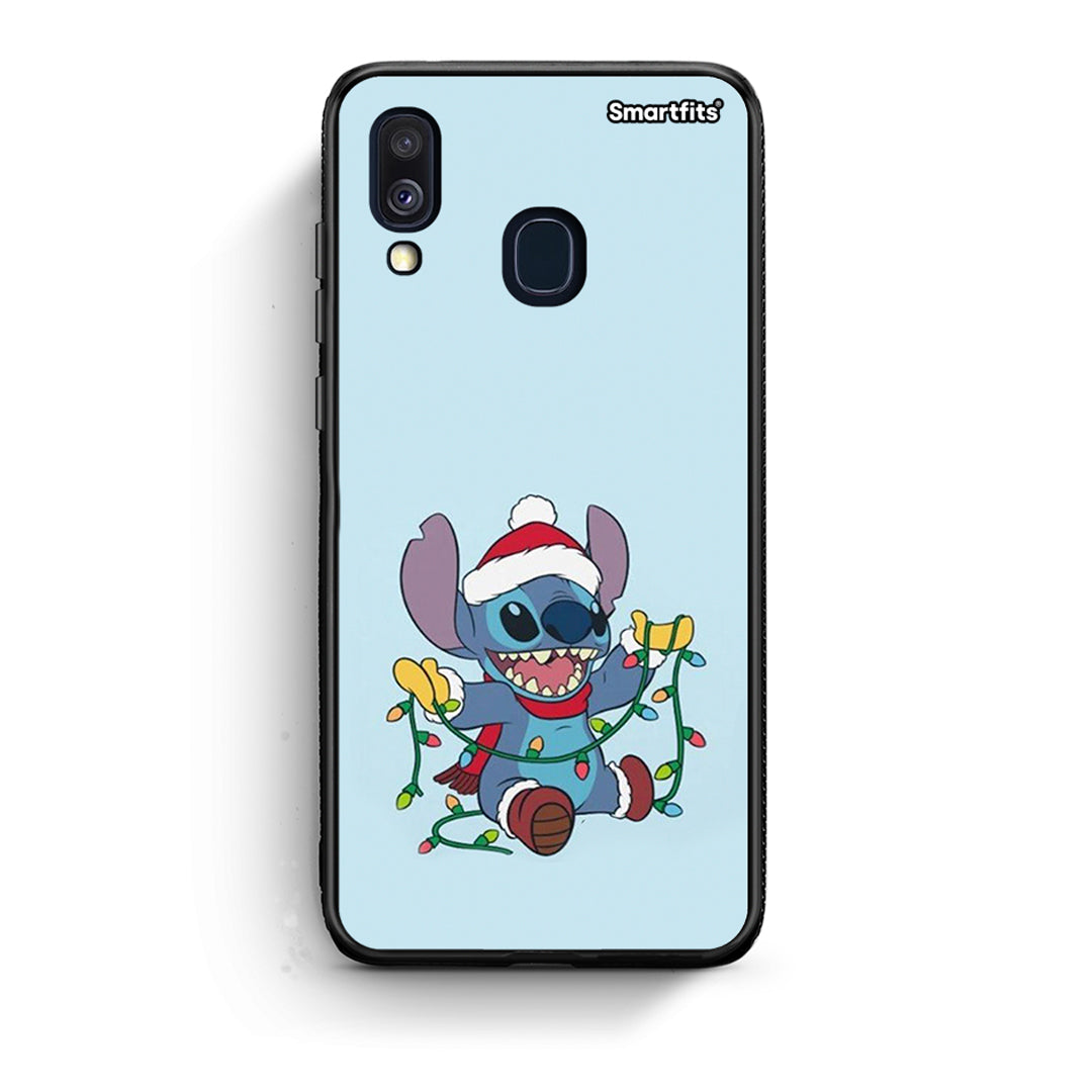 Samsung A40 Santa Stich θήκη από τη Smartfits με σχέδιο στο πίσω μέρος και μαύρο περίβλημα | Smartphone case with colorful back and black bezels by Smartfits