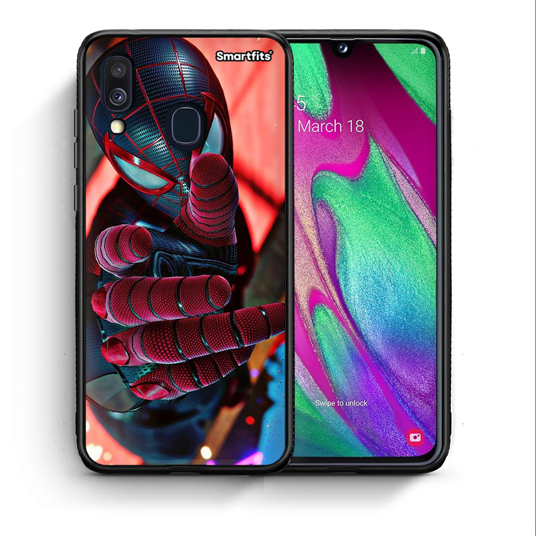 Θήκη Samsung A40 Spider Hand από τη Smartfits με σχέδιο στο πίσω μέρος και μαύρο περίβλημα | Samsung A40 Spider Hand case with colorful back and black bezels