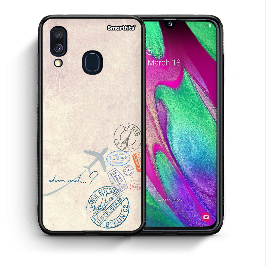 Θήκη Samsung A40 Where Next από τη Smartfits με σχέδιο στο πίσω μέρος και μαύρο περίβλημα | Samsung A40 Where Next case with colorful back and black bezels