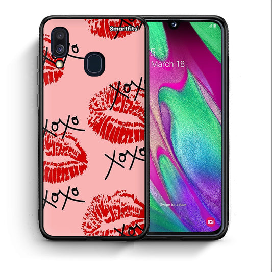 Θήκη Samsung A40 XOXO Lips από τη Smartfits με σχέδιο στο πίσω μέρος και μαύρο περίβλημα | Samsung A40 XOXO Lips case with colorful back and black bezels