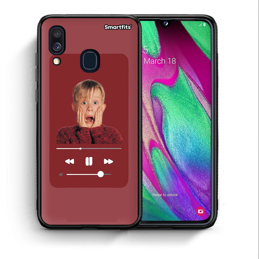 Θήκη Samsung A40 Xmas Alone Music από τη Smartfits με σχέδιο στο πίσω μέρος και μαύρο περίβλημα | Samsung A40 Xmas Alone Music case with colorful back and black bezels