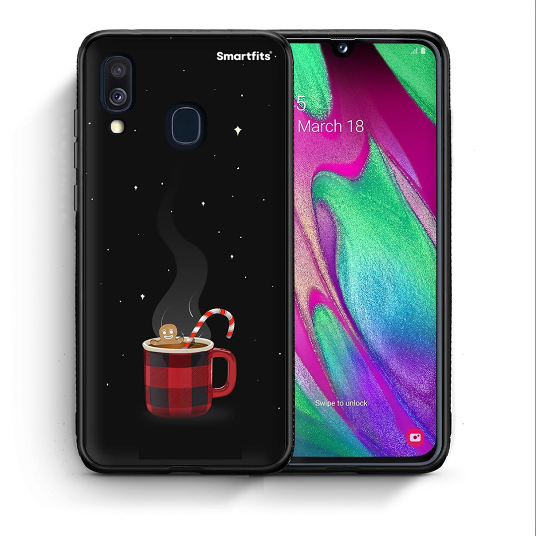 Θήκη Samsung A40 Xmas Bathing από τη Smartfits με σχέδιο στο πίσω μέρος και μαύρο περίβλημα | Samsung A40 Xmas Bathing case with colorful back and black bezels