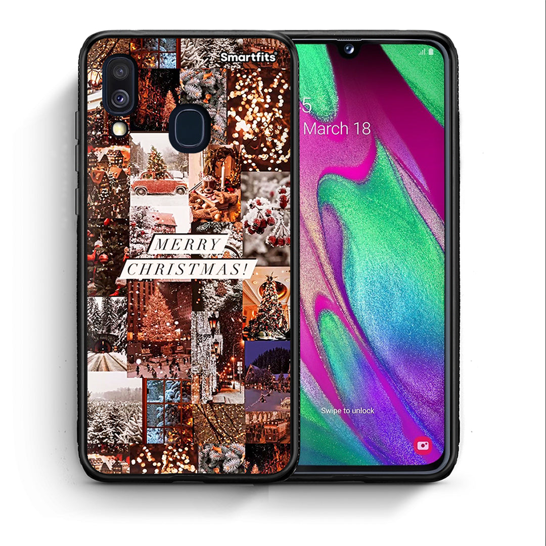 Θήκη Samsung A40 Xmas Collage από τη Smartfits με σχέδιο στο πίσω μέρος και μαύρο περίβλημα | Samsung A40 Xmas Collage case with colorful back and black bezels