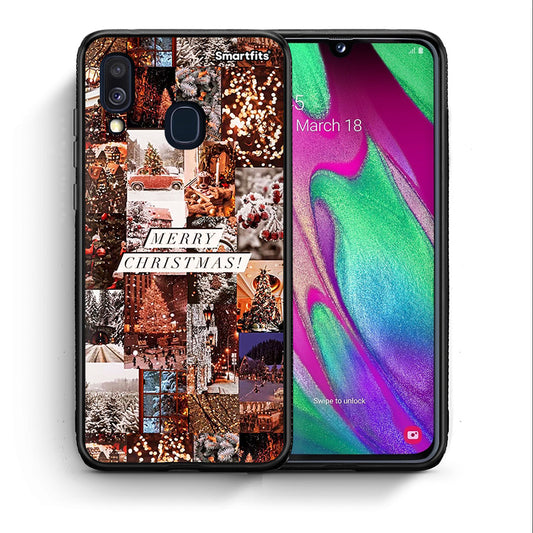 Θήκη Samsung A40 Xmas Collage από τη Smartfits με σχέδιο στο πίσω μέρος και μαύρο περίβλημα | Samsung A40 Xmas Collage case with colorful back and black bezels