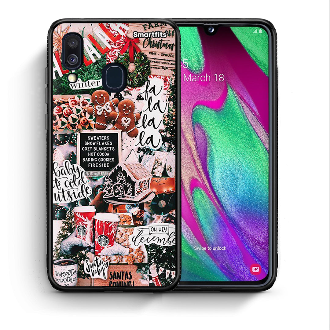 Θήκη Samsung A40 Xmas Habbits από τη Smartfits με σχέδιο στο πίσω μέρος και μαύρο περίβλημα | Samsung A40 Xmas Habbits case with colorful back and black bezels